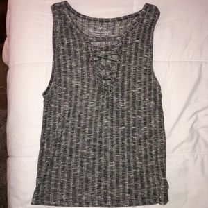 grey ribbed going out top